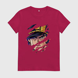 Футболка хлопковая женская JOJOS BIZARRE ADVENTURE, ГЛАВНЫЙ ГЕРОЙ, цвет: маджента
