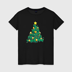 Женская футболка Christmas Tree Made Of Green Cats