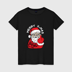 Женская футболка Плохой дед мороз Merry x-mas