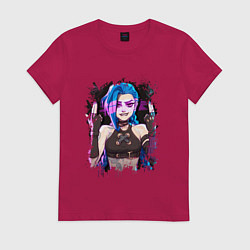 Футболка хлопковая женская JINX SHOOT ARCANE LOL, цвет: маджента