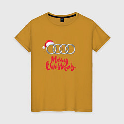 Футболка хлопковая женская AUDI MERRY CHRISTMAS, цвет: горчичный