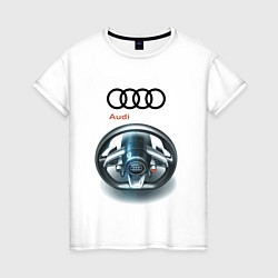 Женская футболка Audi - car steering wheel