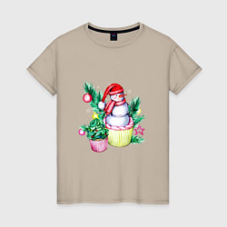 Женская футболка Новогодние сладости Снеговик