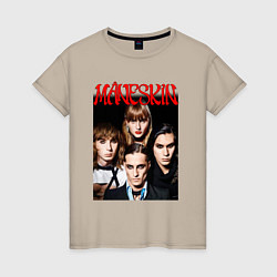 Футболка хлопковая женская MANESKIN POSTER СОСТАВ, цвет: миндальный