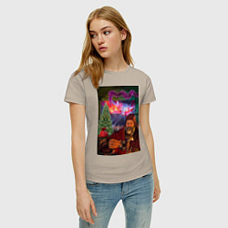 Футболка хлопковая женская Новогодний ведьмак Барон, цвет: миндальный — фото 2