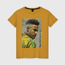 Футболка хлопковая женская Neymar Junior - Brazil national team, цвет: горчичный