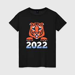 Футболка хлопковая женская Год тигра 2022 китайский календарь, цвет: черный