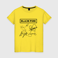 Женская футболка BLACKPINK АВТОГРАФЫ ЧЁРНЫЙ БЛЭКПИНК