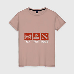 Женская футболка Еда, сон, дота2