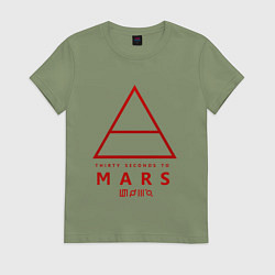 Футболка хлопковая женская 30 Seconds to Mars рок, цвет: авокадо