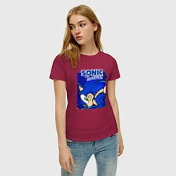 Футболка хлопковая женская Sonic Adventure Sonic, цвет: маджента — фото 2