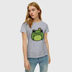 Футболка хлопковая женская Frog Lucky король, цвет: меланж — фото 2