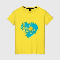 Футболка хлопковая женская Сердечко Казахстана, цвет: желтый