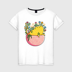Женская футболка Цветочный котя