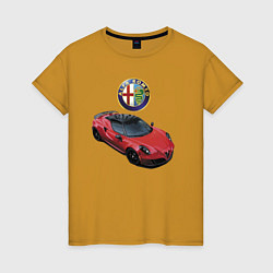 Футболка хлопковая женская Alfa Romeo - просто мечта!, цвет: горчичный