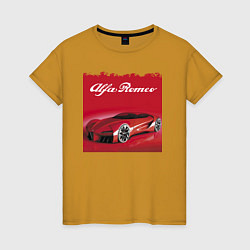 Футболка хлопковая женская Alfa Romeo - красная мечта!, цвет: горчичный