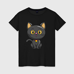 Женская футболка Черный маленький котенок