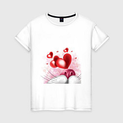 Женская футболка Влюблённый Кот в сердечках