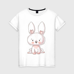 Женская футболка Милый белый зайчик