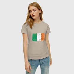 Футболка хлопковая женская Флаг Ирландии, цвет: миндальный — фото 2