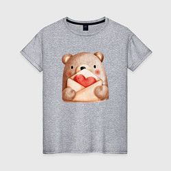 Женская футболка Медвежонок с валентинкой