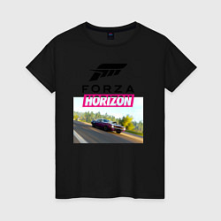 Футболка хлопковая женская Forza Horizon 5 Plymouth Barracuda, цвет: черный
