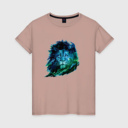 Женская футболка Голова льва в волнах морских
