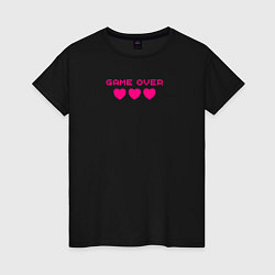 Женская футболка Game over розовый текст