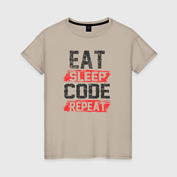 Женская футболка EAT SLEEP CODE REPEAT