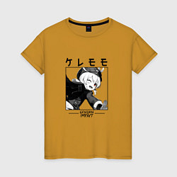 Футболка хлопковая женская Кли Klee, Genshin Impact, цвет: горчичный