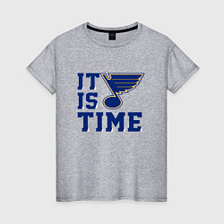 Футболка хлопковая женская It is St Louis Blues time Сент Луис Блюз, цвет: меланж