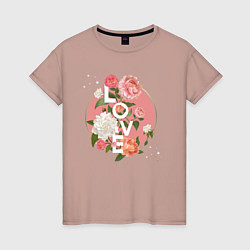 Женская футболка Love in pink flowers