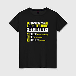 Женская футболка Жизнь студента архитектора - спать, есть, проектир
