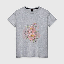 Женская футболка Нежные розовые цветы