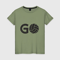 Футболка хлопковая женская Go Volleyball, цвет: авокадо