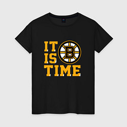 Футболка хлопковая женская It Is Boston Bruins Time, Бостон Брюинз, цвет: черный