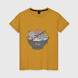 Женская футболка Коты и рамен