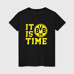 Футболка хлопковая женская Borussia Dortmund Боруссия Дортмунд, цвет: черный