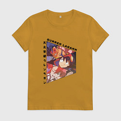 Футболка хлопковая женская Tengen Toppa Gurren Lagann, Камина, Йоко Литтнер и, цвет: горчичный