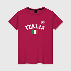 Футболка хлопковая женская Футбол Италия, цвет: маджента