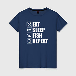 Женская футболка Есть Спать Рыбалка Повторить