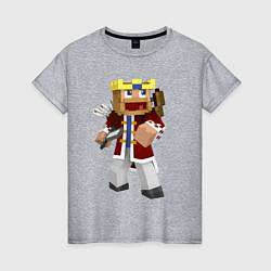 Футболка хлопковая женская Minecraft Warrior, цвет: меланж