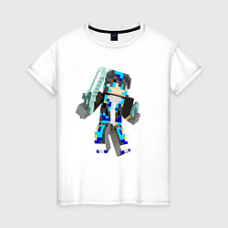 Футболка хлопковая женская Minecraft Warrior!, цвет: белый