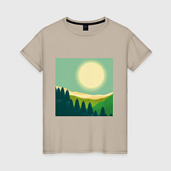 Женская футболка Пейзаж и яркое солнце