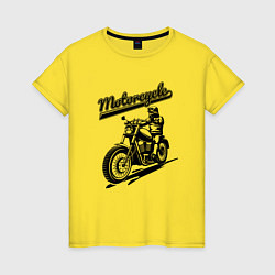 Футболка хлопковая женская Motorcycle Cool rider, цвет: желтый
