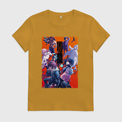 Футболка хлопковая женская Akudama team, цвет: горчичный