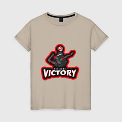Футболка хлопковая женская Set Game Victory, цвет: миндальный