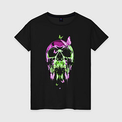 Женская футболка Skull & Butterfly Neon