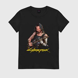 Женская футболка Джонни Cyberpunk2077 Johnny с гитарой