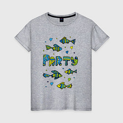 Женская футболка Разноцветные рыбки Рыбная вечеринка, рыбалка Рисун